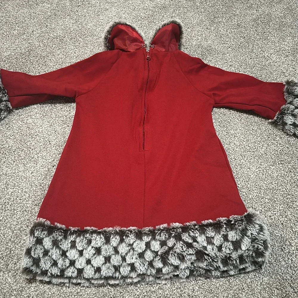 Deux par deux red faux‎ fur toddler christmas dress size 3
